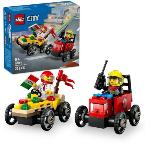 LEGO® City: 60458 Pizzásautó vs. tűzoltóautó, versenyautós csomag