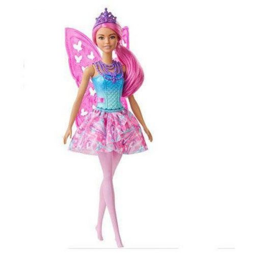 Barbie Dreamtopia tündér - pink hajú baba, lila koronával