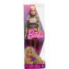 Barbie Fashionista baba - Szőke hajú szivárvány csíkos ruhában