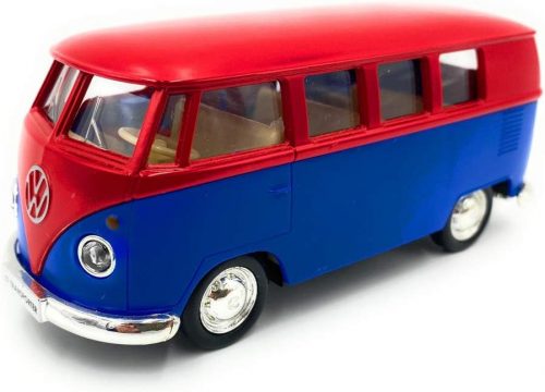 Fém kisautó 1:32-es méretarány - Volkswagen T1 Transporter (piros-kék)