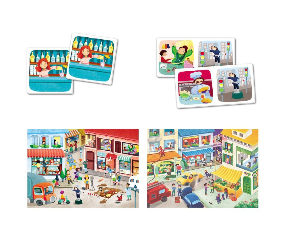 Clementoni - Szakmák 2 x 30 db-os puzzle, memória és dominó játék akciós termékkép 1