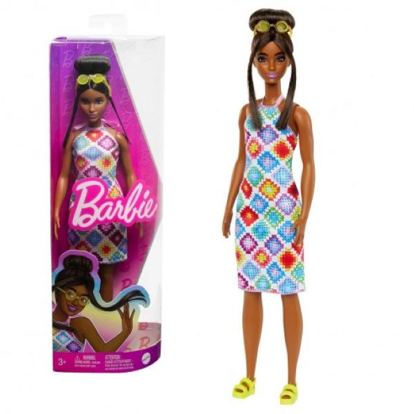 Barbie Fashionista baba - Kontyos barna hajú sárga szemüveggel akciós termékkép 1
